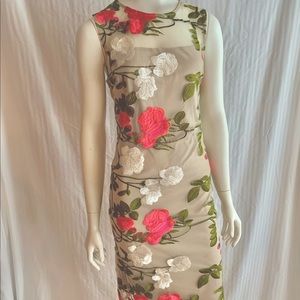 Calvin Klein Midi Floral Lace Dress w/ slip